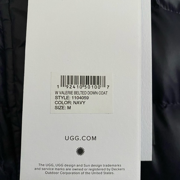 NWT UGG Valerie Navy belted down hooded parka sheep fur collar women’s size M - Picture 6 of 16